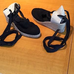 Ankle tie wedge espadrille